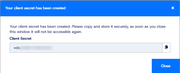 Screenshot showing the client secret in the portal as part of demoing the Application Workspace PowerBI Reporting Template