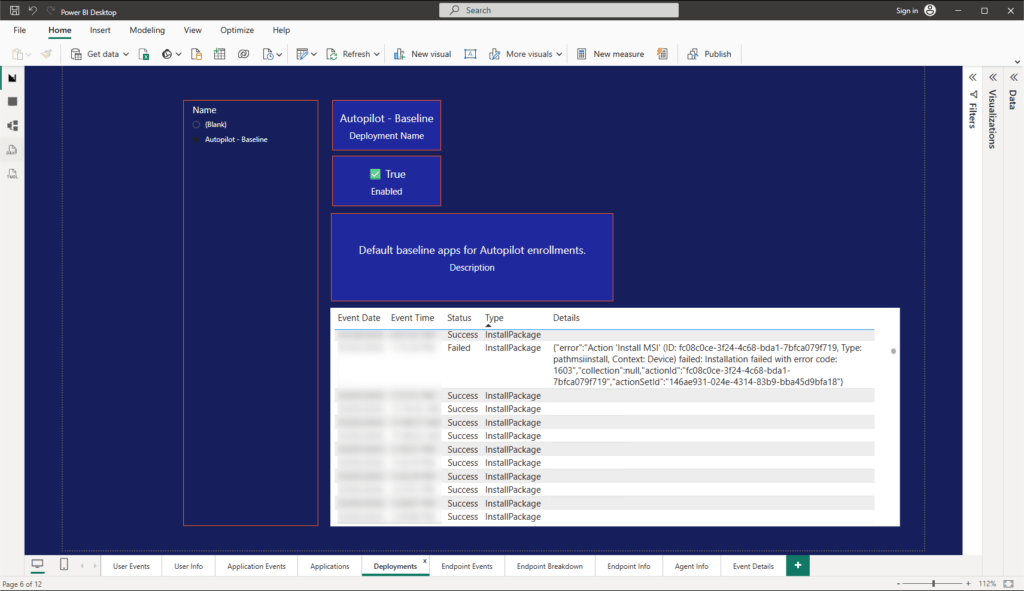 Screenshot showing Application Workspace and its deployment feature setup with a mock autopilot sequence of applications.