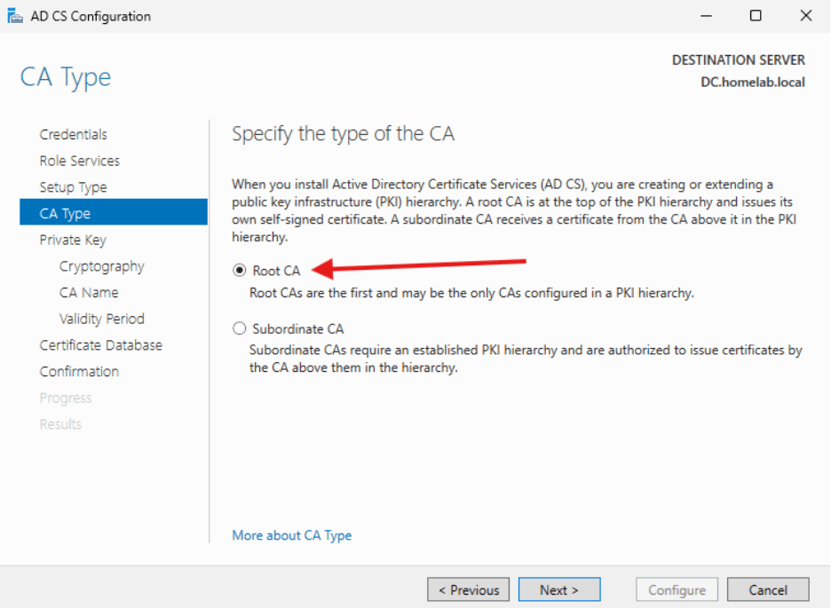 Creating a Certificate Authority - CA Type