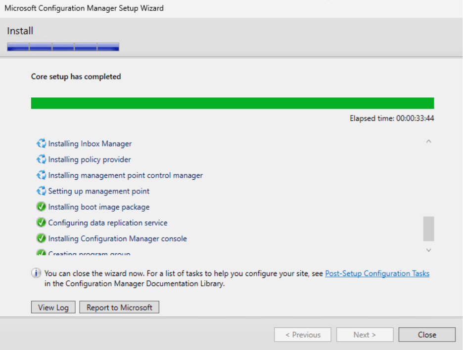 ConfigMgr Install - Installation successful 