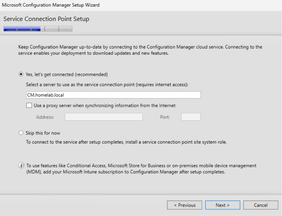 ConfigMgr Install - Service Connection Point setup