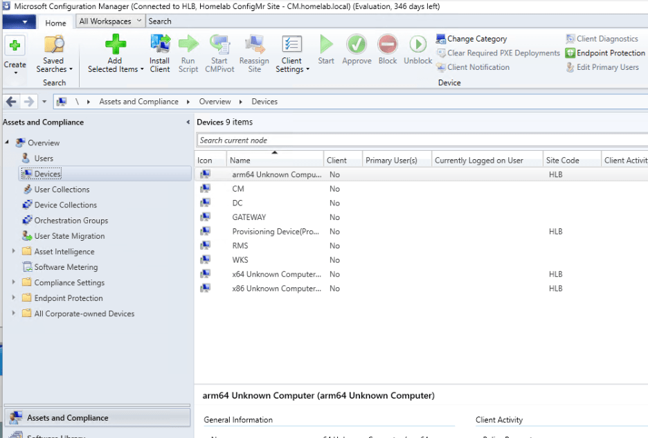 ConfigMgr Settings - Devices Tab