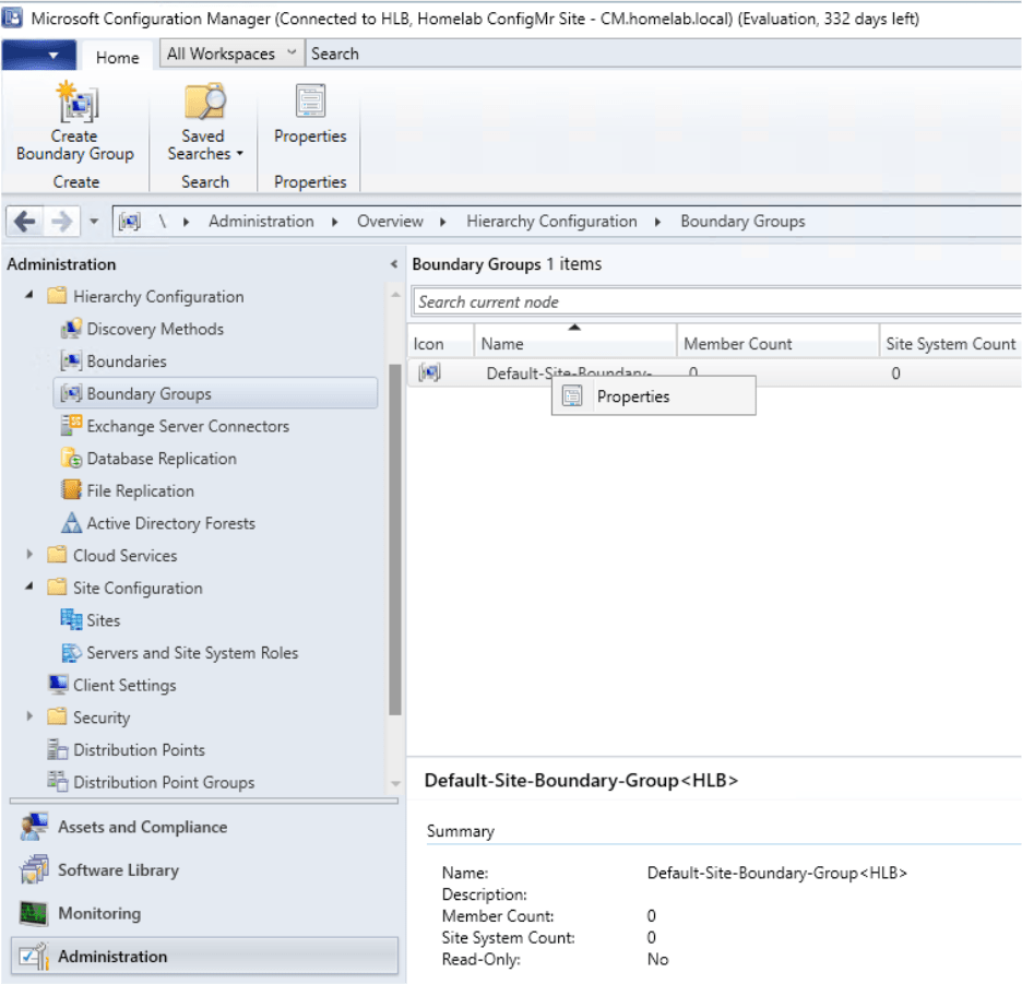 ConfigMgr Settings - Boundary Group Settings