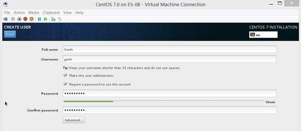 How to Install a CentOS 7 Linux Virtual Machine-Set User Details