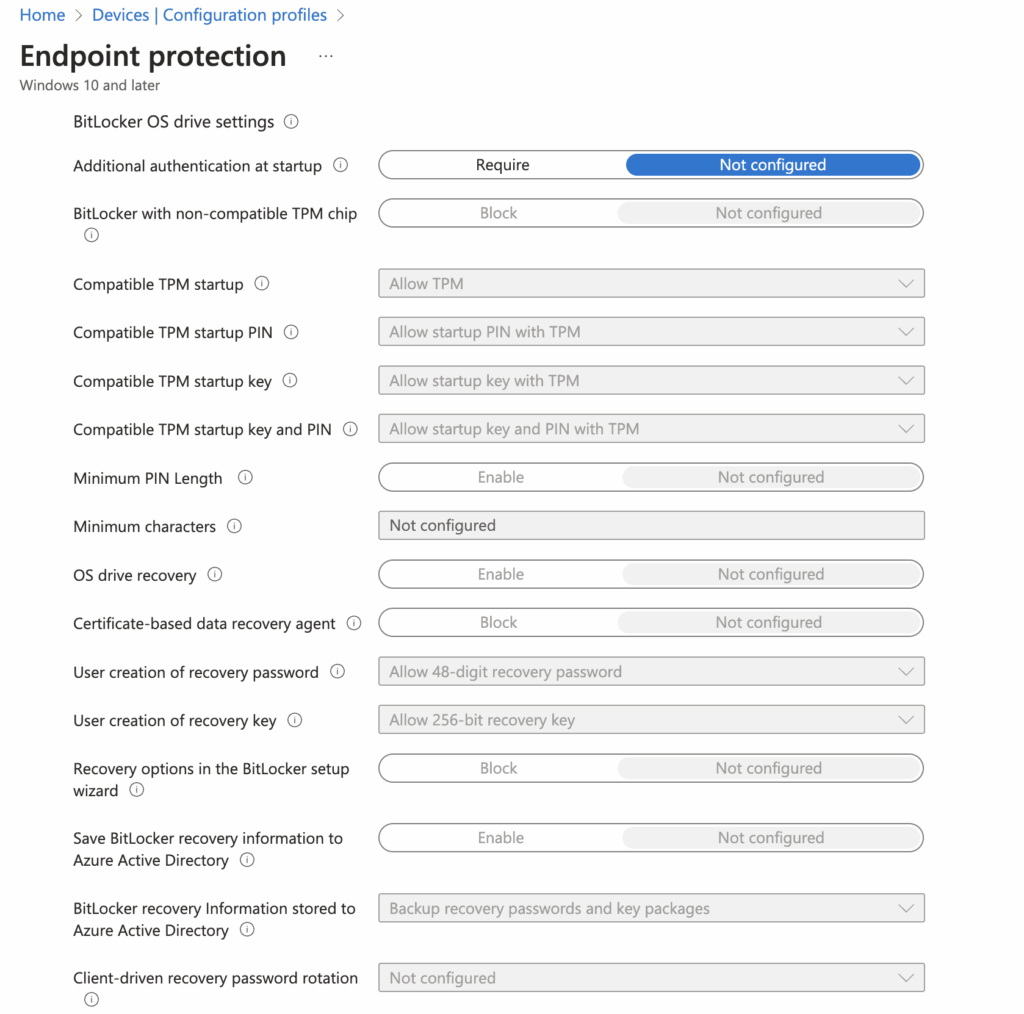 How to Configure BitLocker with Intune: Device Configuration Profile Method - endpoint protection