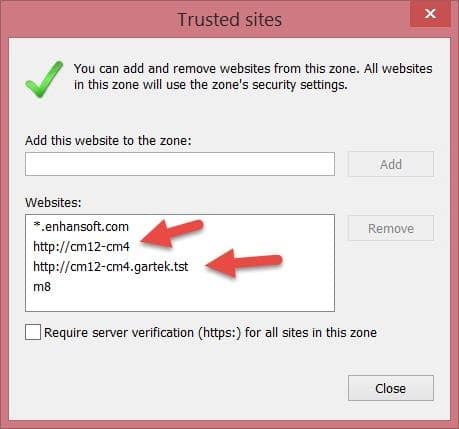 Browser and Script Issues - Trusted Sites