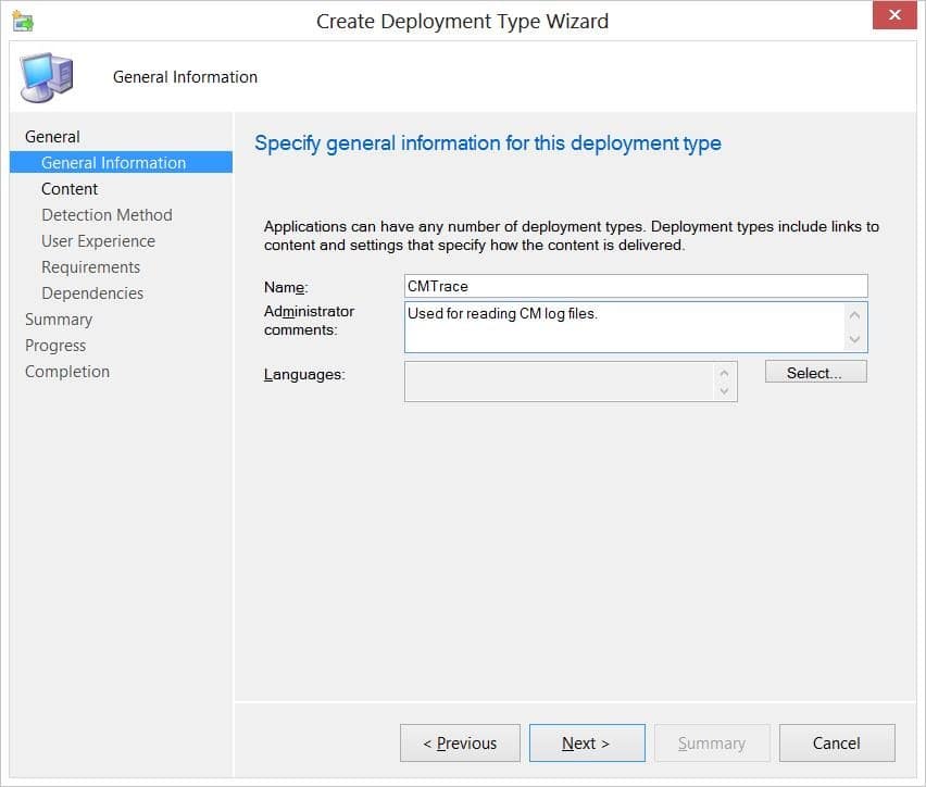 Application Model - CMTrace-General-Deployment Type