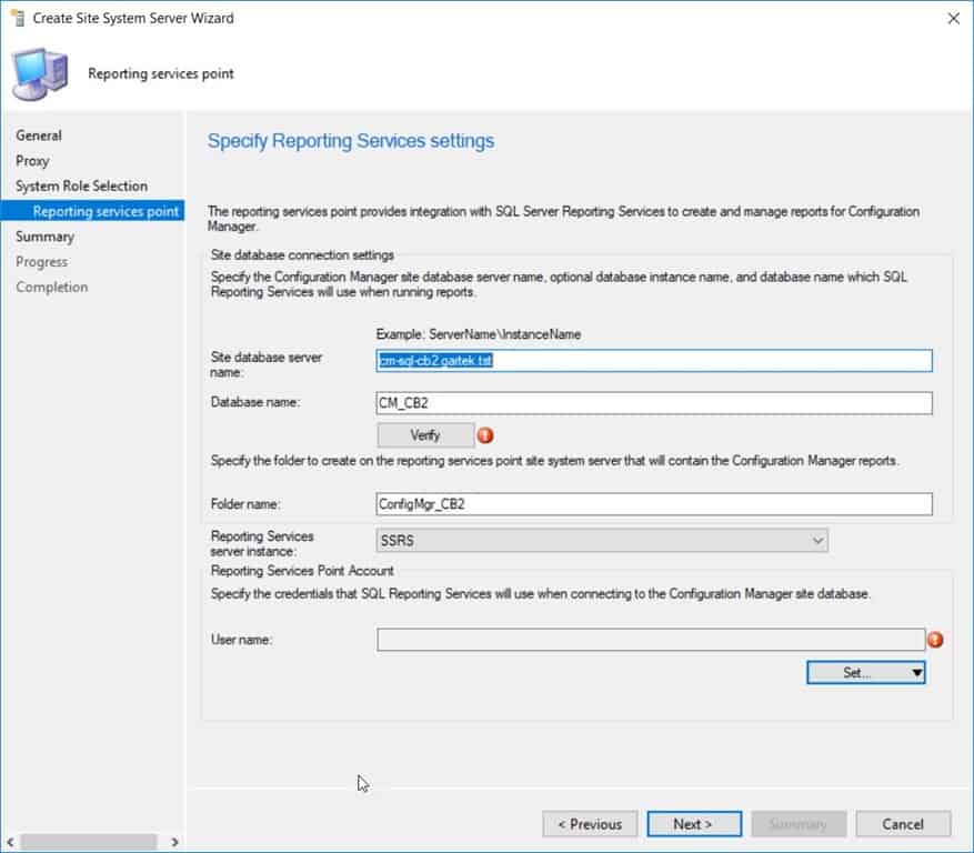 SCCM Reporting Services Point - Specify Reporting Services Settings SCCM Reporting Services Point - Specify Reporting Services Settings