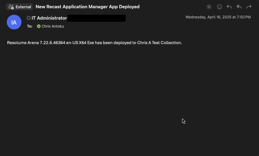 New Application Notification