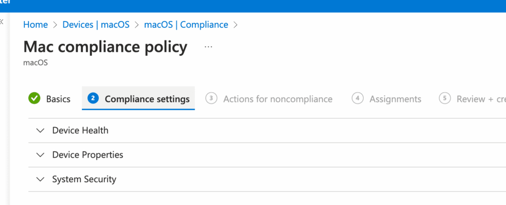 compliance settings