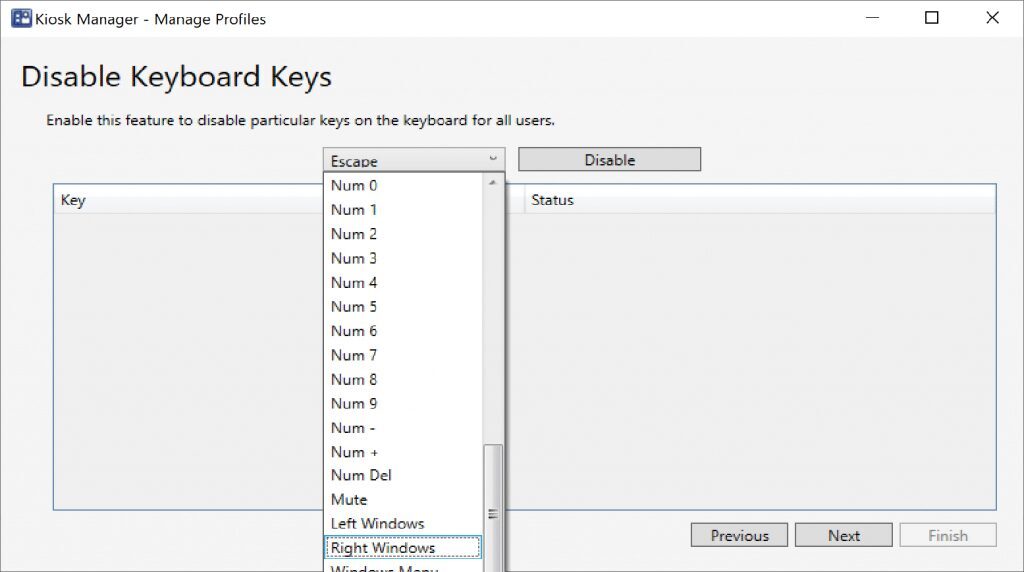 Here you can disable keys on the keyboard.