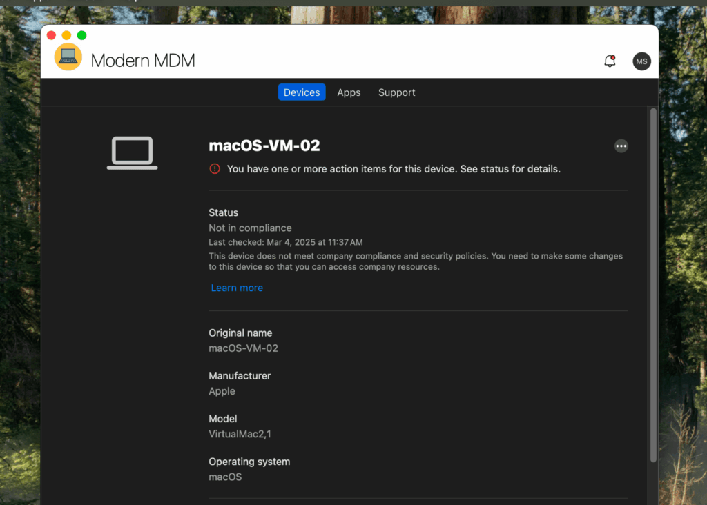 Intune admin center verification method