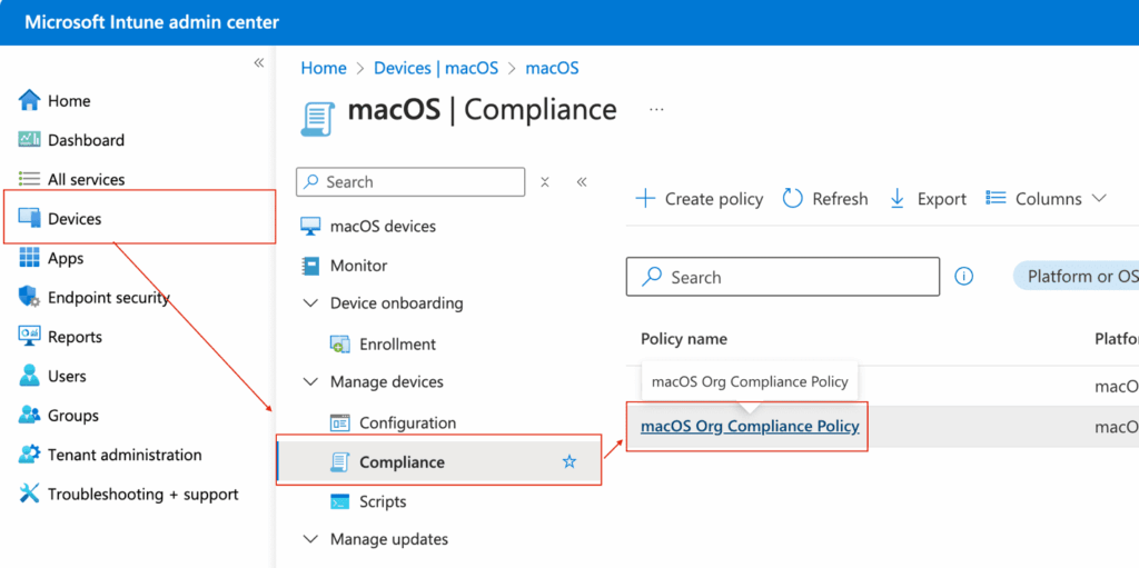 Verifying device compliance policy