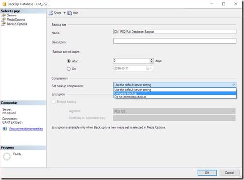 How to Backup Your ConfigMgr Database Using SQL Server-Step 6 How to Backup Your ConfigMgr Database Using SQL Server-Step 6