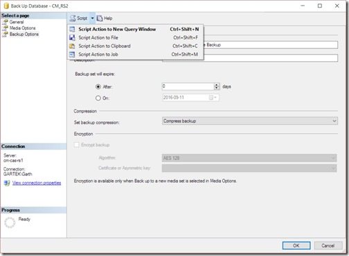 How to Backup Your ConfigMgr Database Using SQL Server-Step 7 How to Backup Your ConfigMgr Database Using SQL Server-Step 7