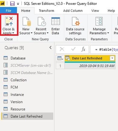 Add the Last Refreshed Date and Time - Close and Apply Add the Last Refreshed Date and Time - Close and Apply