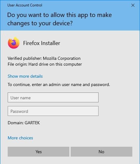 User Installed Software - Firefox UAC User Installed Software - Firefox UAC