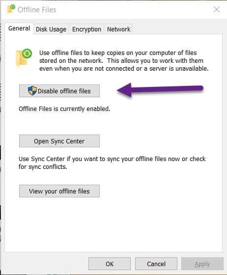Windows 10 Offline Files - Disable Offline Files Windows 10 Offline Files - Disable Offline Files