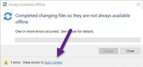 Windows 10 Offline Files - Sync Status - Link Windows 10 Offline Files - Sync Status - Link