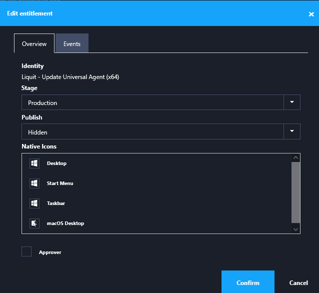 Application Workspace Universal Agent - Entitle the update