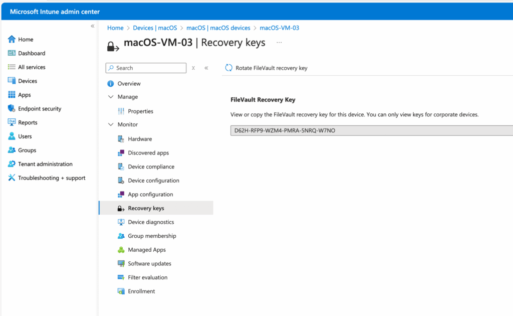 FileVault Recovery Key