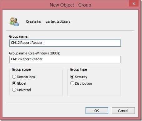 SCCM Report Reader AD Security Group - New Object-Group SCCM Report Reader AD Security Group - New Object-Group