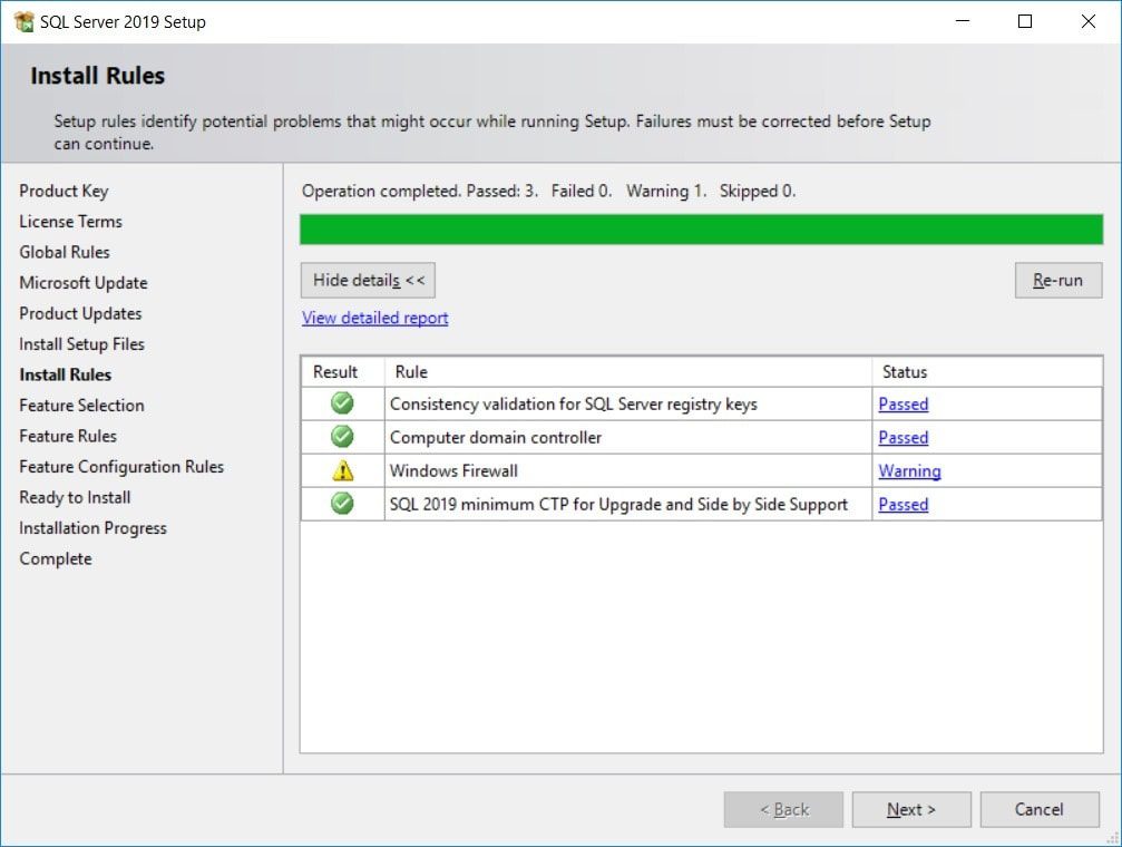 SQL Server 2019 - Install Rules SQL Server 2019 - Install Rules
