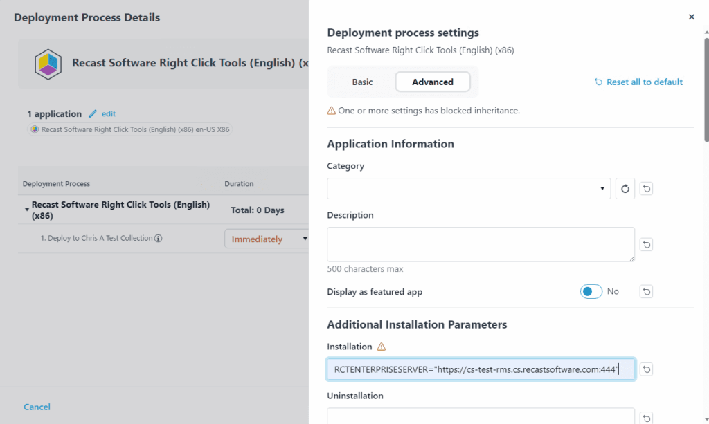 How to Deploy Recast Agent and Right Click Tools - Add syntax