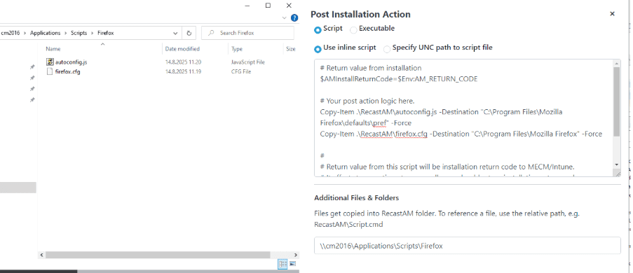 Pre- and Post-Install Actions - Post Action