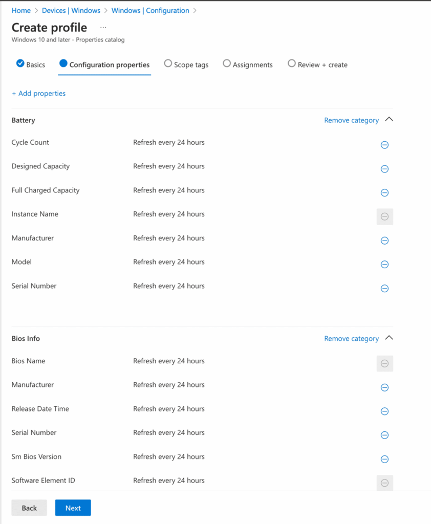 Device Hardware Inventory - Configuration Properties