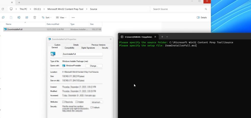 Specify the setup file