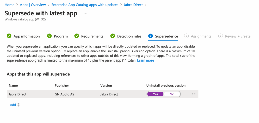 Supersede - Uninstall previous version