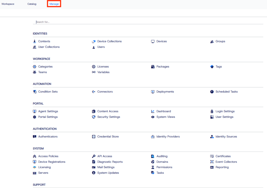 Screenshot showing to click on Manage as part of demoing the Application Workspace PowerBI Reporting Template
