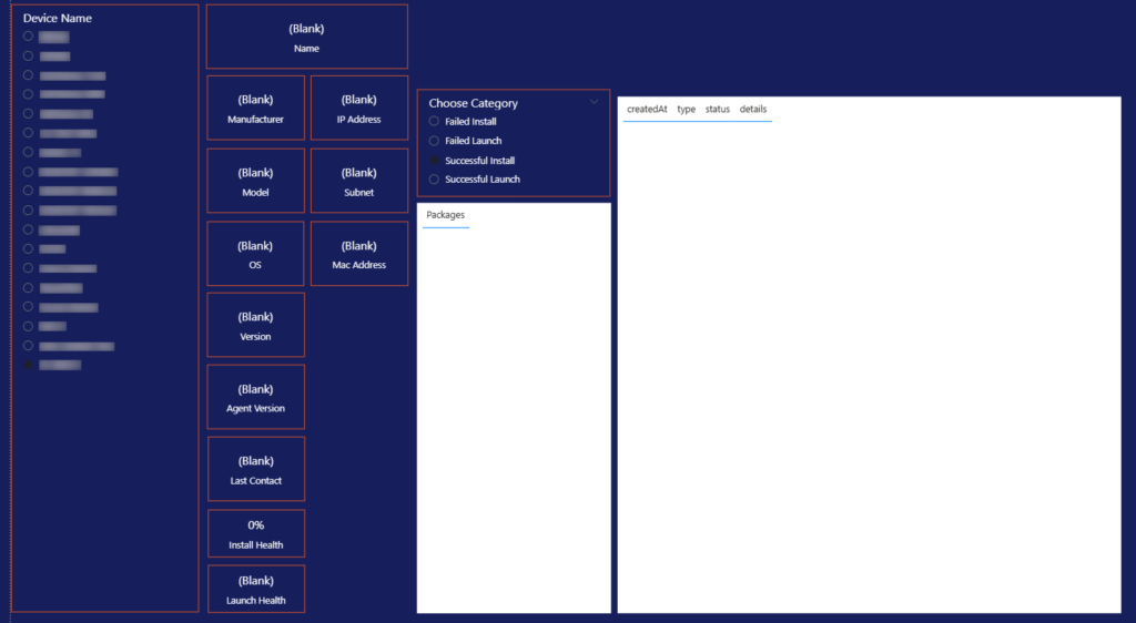 Screenshot of Endpoint Info within the Application Workspace PowerBI Reporting Template