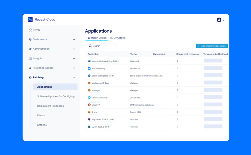 image created of Recast Cloud dashboard