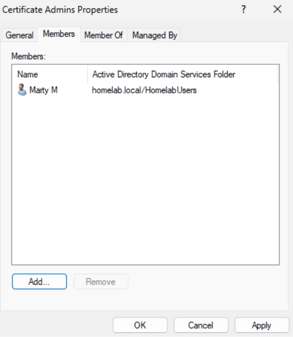 Creating a Certificate Authority - Certificate admins