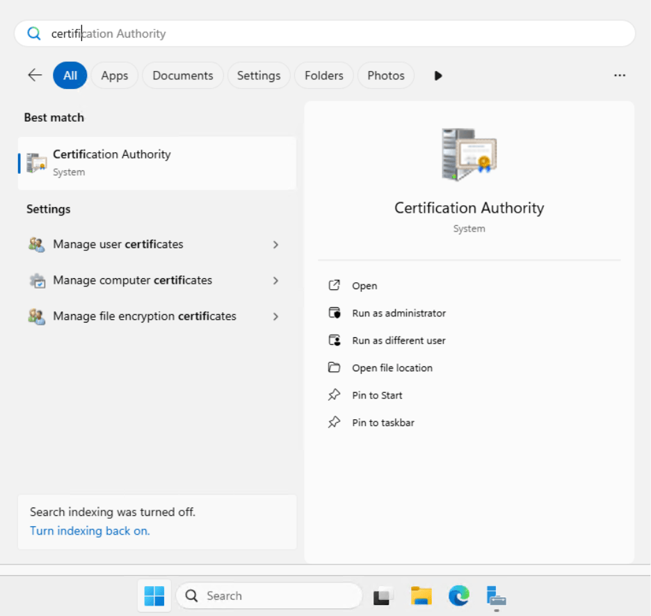 Creating a Certificate Authority - Certification Authority