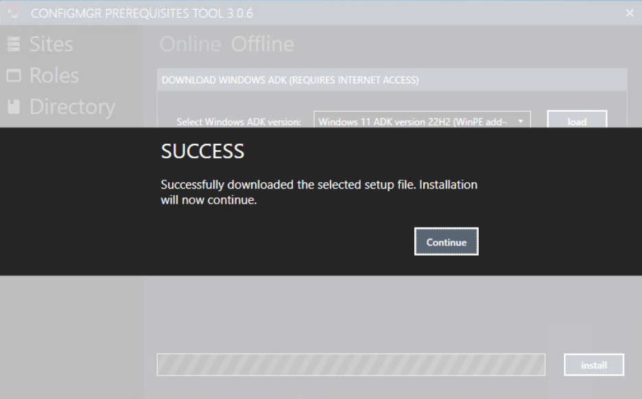 ConfigMgr Prerequisites - Successful download