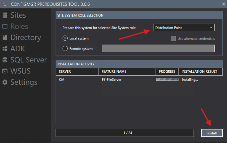 ConfigMgr Prerequisites - Distribution point installation