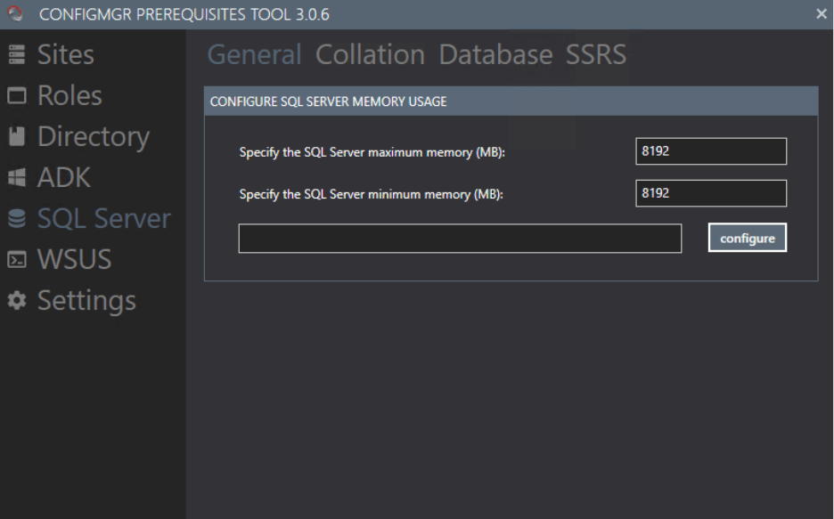 Installing SQL - Memory settings