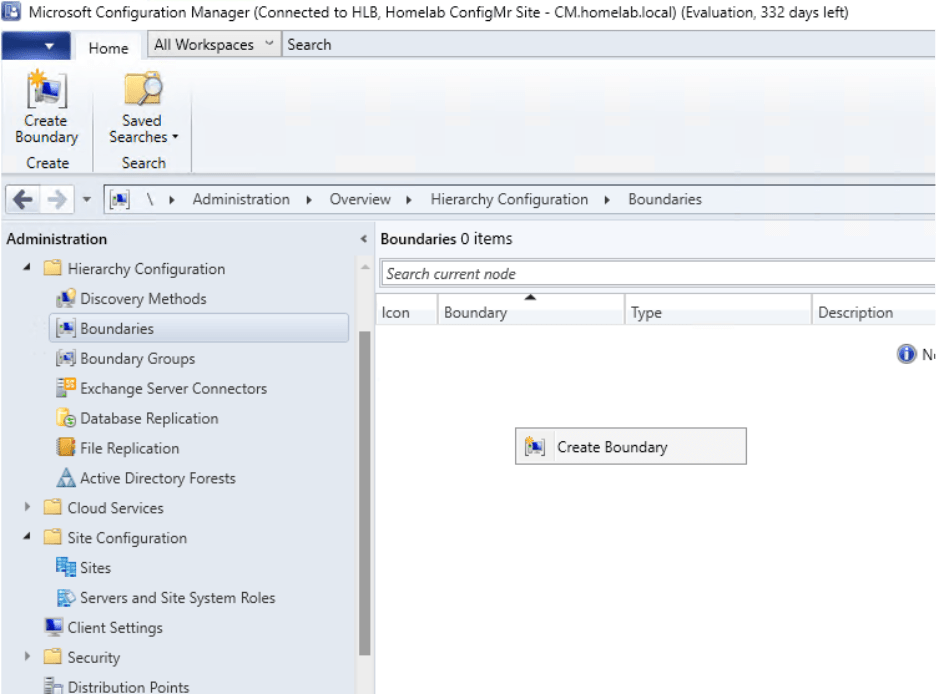 ConfigMgr Settings - Create Boundary