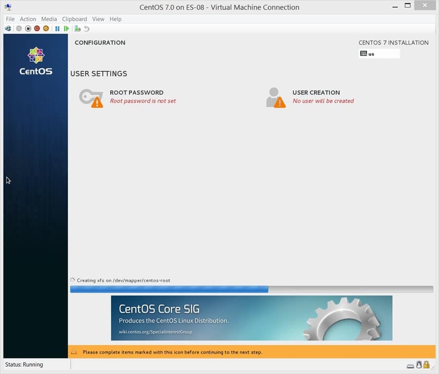 How to Install a CentOS 7 Linux Virtual Machine-Root Password