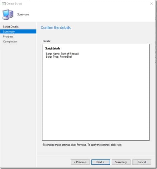 Run Scripts - Script Details - Summary Node
