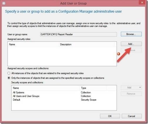 SCCM Report Reader AD Security Group - Add