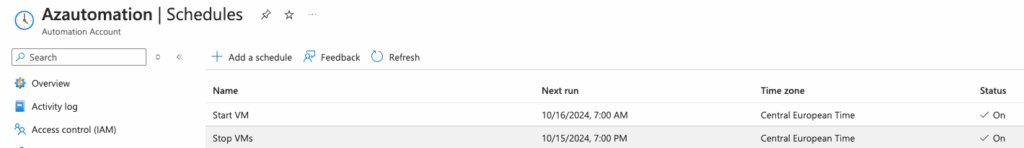 Minimize Azure AVD Costs - Schedules