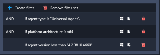 Application Workspace Universal Agent - Filters