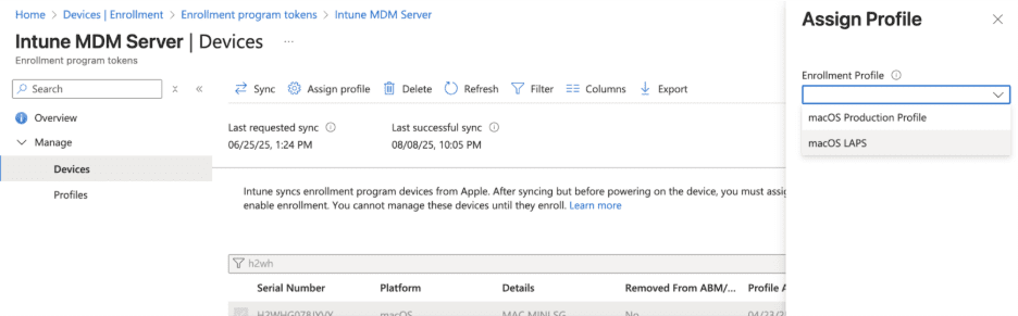 macOS LAPS - Enrollment Profile