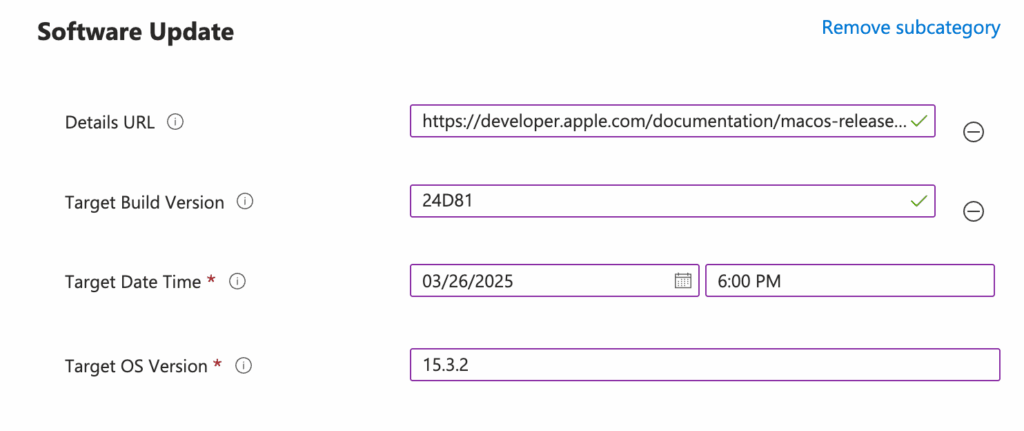 Software Update Settings