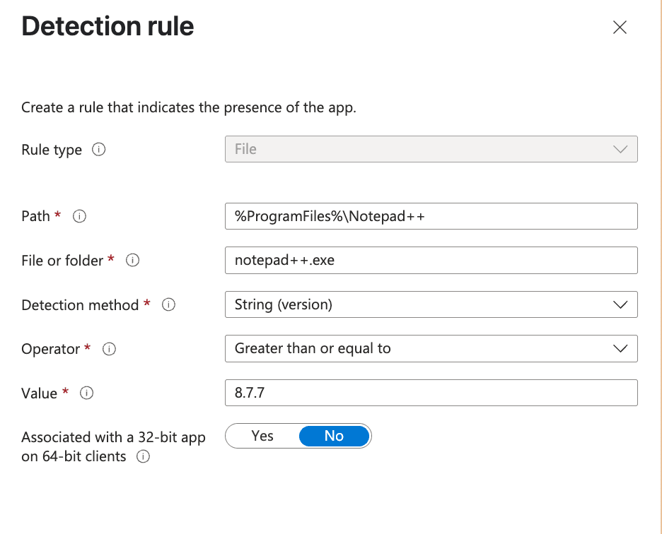 Deploy Notepad++ with Intune - Detection rule
