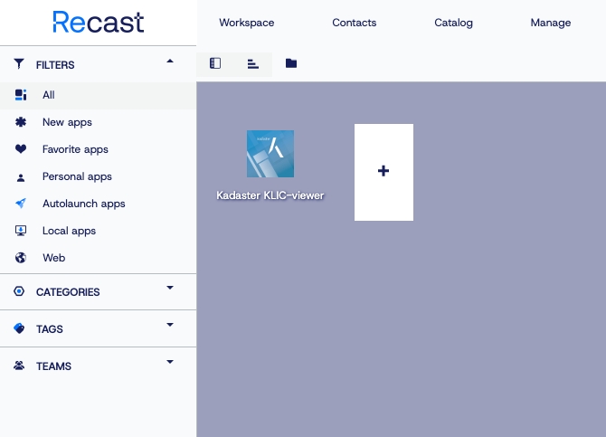 Application Workspace screenshot depicting what an end user would see for an icon.
